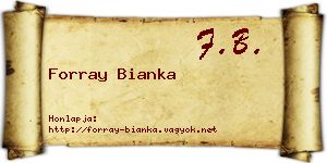 Forray Bianka névjegykártya